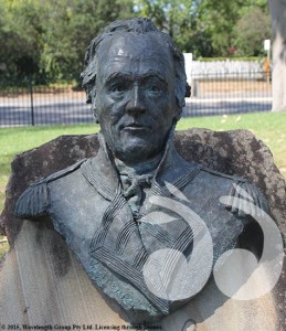 Bust of Governor John Hunter in Elizabeth Park, Scone.