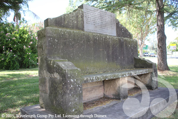 The Allan Cunningham Seat in Rotary Park Scone, marks the spot he passed by in his 1827 expedition.