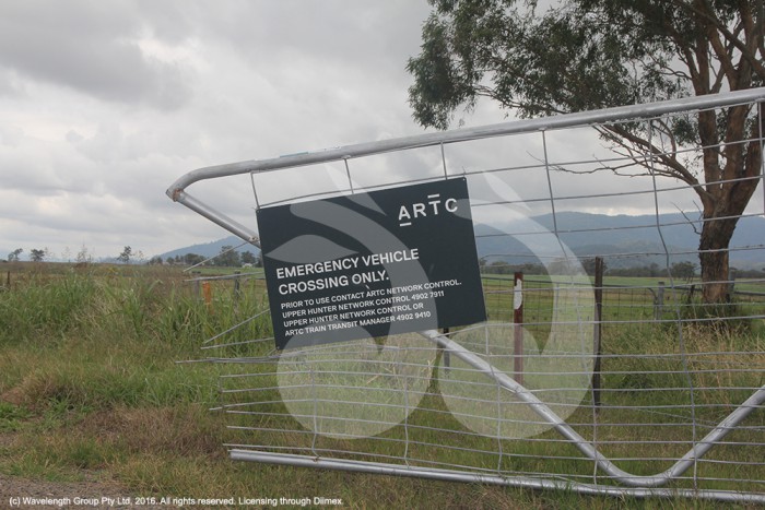 Damage at the emergency rail crossing near the Scone saleyards.