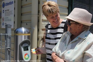 Tapping on with OPAL. Lee Watts, manager Scone Neighbourhood Resource Centre and Marion Bambach.