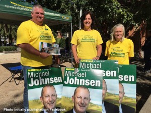 Councillor Lorna Driscoll pictured on the right campaigning for the Nationals candidate in the last state election.