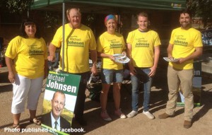 Councillor Maurice Collison, pictured second from the left also campaigning for the National's candidate.