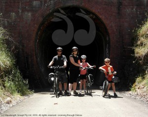 The Jarman family enjoying a rail trail together: Kevin, Kerrie, Sabine and Myles.