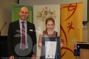 Mr Jeremy Fletcher director of the Upper Hunter Conservatorium of Music with recipient of the Barry Rose Memorial Music Scholarship, violinist, Emily Turner.