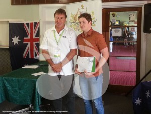 Australia Day Ambassador Greg Donovan with creative arts excellence recipient Matthew Orton.