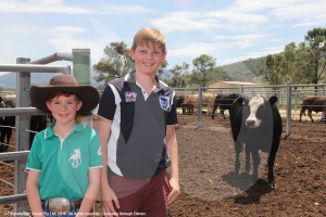 Proud mate, Jeremy Caddies with young cattleman Matthew Harman who sold his young heffer for $1131.