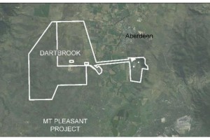 Dartbrook Mine lease and permit areas covering 3,800 hectares.