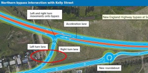 The one-way connection at the northern approach of the Scone bypass. Click to enlarge.