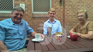 Rob Taber, independent candidate for the federal seat of New England with grandson Nick and wife Sally at Asser House