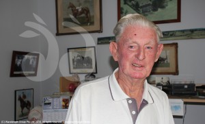 Harley Walden, in his home surrounded by racing memorabilia collected over a lifetime in the thoroughbred industry.