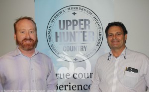 Martin Rush, mayor of Muswellbrook Shire Council and Wayne Bedggood, mayor of Upper Hunter Shire Council at the launch of the Upper Hunter County tourism booklet
