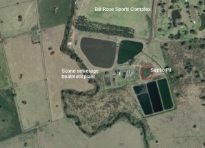 The septic pit at the Scone sewerage treatment facility