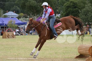 Local rider Lauren Hunt taking a leap during the cross country phase