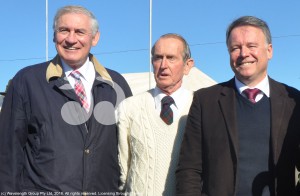 George Souris former local state member of Parliament, Barry Lawn president of the Aberdeen Highland Games and Joel Fitzgibbon local federal member of Parliament.