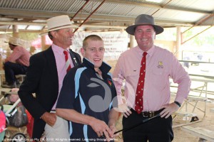 At Walcha Show: Ross King president of Walcha Show, Dylan Wilson a shearer formerly from Walcha and Barnaby Joyce Member for New England.