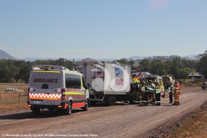 An accident between two trucks on Gundy Road, Gundy.