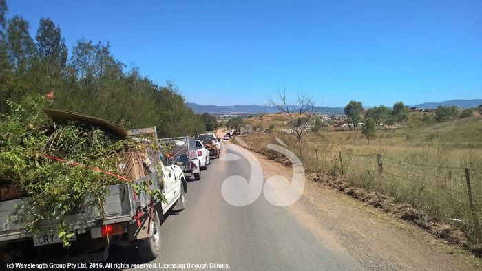 The pile up of vehicles at the Scone tip