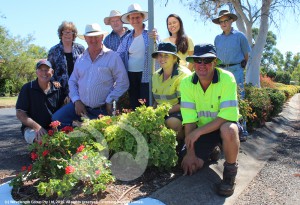 REAP WHAT YOU SOW: Front: Glen Pennell, Deputy Mayor Cr Maurice Collison, Rebecca Smith and Scott Cameron. Back row: Robyn Farmilo, Lance Merrick, Muriel King, Linda Merrick and Max Norville overseeing the Doyle Street flower bed.