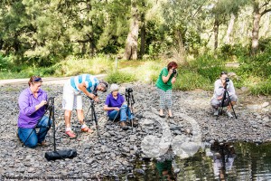 Getting ready to photograph ripples and reflections at the wash pools: Juliann Hoath, Lorraine Russell, Ellen Partridge, Teresa Byrne and Alison Bourke.