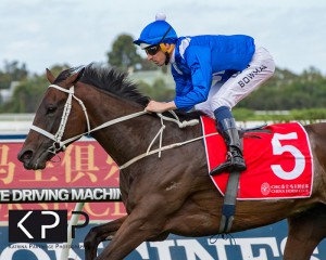 Winx being ridden home in the George Ryder Stakes at Rosehill yesterday. Photographer: Katrina Partridge