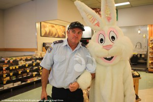 Easter Bunny checking with Neil Backhouse who is on the naughty list this year in the Upper Hunter.