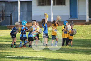 Under-6 Scone juniors enjoying their first rugby training at Scone Rugby Park