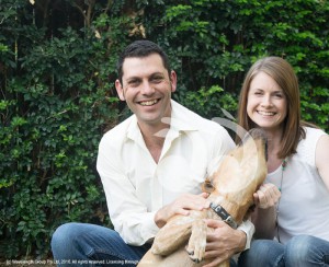 David Ewings and Bec Lloyd with their dog