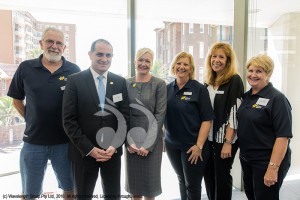 Accor and Cancer Council join forces: Garry Brown volunteer, Sam Panetta general manager Pullman Magenta Shores Resort and Amanda Buikstra business manager Cancer Council NSW with volunteers Ann Grimshaw, Maria Bermudez and Sue Boswell.