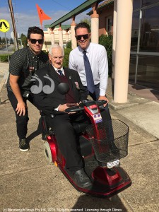 WWII veteran Athol Rose with his grandson Dylan and nephew Robert.