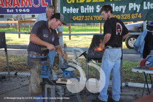 Local Scone boys Tim Hedger on the anvil and brther Aaron Hedger Firing.