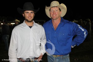 Troy Burtenshaw, who won the bull riding and Jade Smith, president of the Scone Charity Rodeo.
