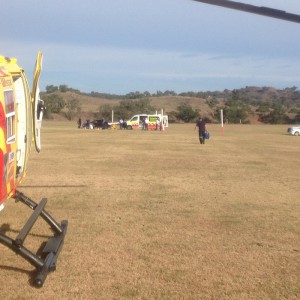 The 62 year old was treated at the Gundy Polo ground by ambulance and a doctor before the Westpac Rescue Helicopter arrived.
