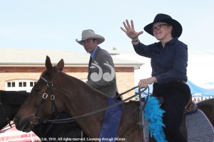 Debbie Racklyeft, VIP of the Horse Festival for 2016, riding in the parade.