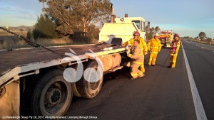 A small diesel spill on the New England Highway north of Halcomb Hill.