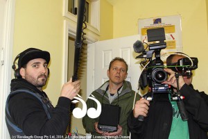 Brad Cone, centre, during filming of the Malcolm Naden documentary.