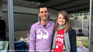 David Ewings, the Labor candidate with his wife Bec Lloyd at the Aberdeen Primary School polling booth.
