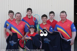 Back L–R: Joe Wamsley, Josh Barnett and Michael Hockings. Front L-R: Brad, Emily, Mich and Gary Wamsley. Photo: Cathy Finlayson.