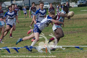 Baily Miller pressures a Denman player to lose the ball during their loss to Scone.