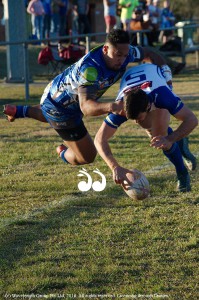 Tim Smith crossing for one of his four tries.