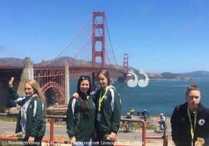 Amy Parkinson and Bethany LLoyd at the Golden Gate Bridge in San Fransicso.