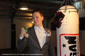 Lachlan Eadie with his two gold medals from the weekend Australian Pankration Championships.