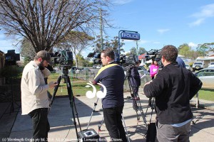 Media outside Scone police station prior tot he media conference regarding Carly McBride's remains being found.