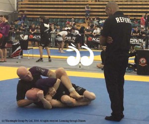 Rod Eadie submitting his opponent during a fight at the Australian Brazilian Jiu Jitsu championships in Melbourne.