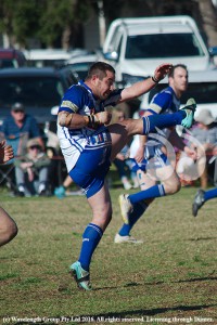 Gary McKeon launches the ball in their first grade win over the Tigers.