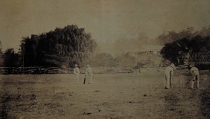 The first photograph of a cricket match in Australia being played at the property Thornthwaite in Scone. Courtesy of the Docker family.