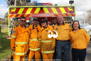 Andrew Sowter, Brett Wright, Daryl Hunter, Dave Coe and Belinda Sowter from Parkville and Kingdon Ponds Fire Services.