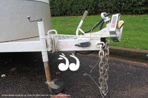 A horse trailer with a breakaway brake system.