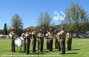 The marching band performing during the Beersheeba Day commemorative service at Wilson Park Memorial Oval, Murrurundi.