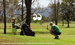 Fiona and Simon Groom in the 8th green of the Scone Golf Course.