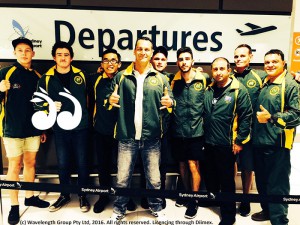 Lochlan Eadie (far left) with the Australian team departed for Italy laast night.
